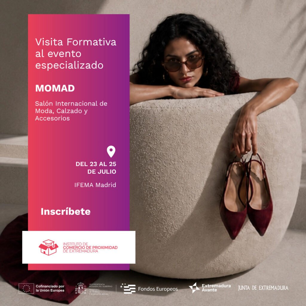 Modelo con zapatos rojos promocionando evento MOMAD